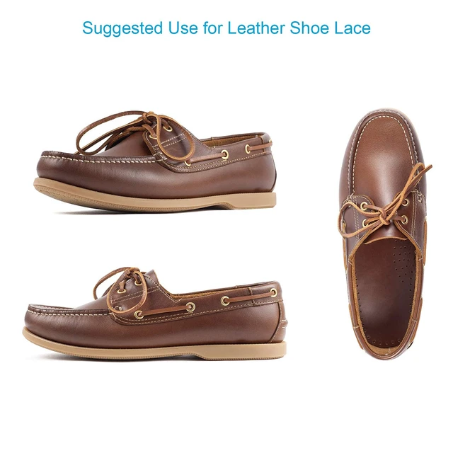Alt view image 5 of 7 - Leather Shoe Lacing Kit, 72" Leather Shoelaces for Boot Boat Shoes | Light Brown, 1 Needle & 2 Strips (1 Pairs), Width 3.2mm x Thickness 3.0mm x Length 72", Genuine Cowhide Leather for Footwear