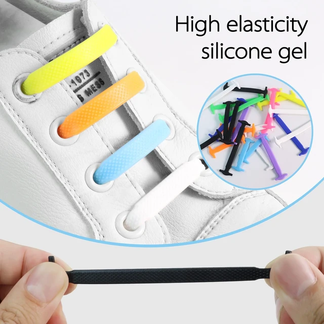 Alt view image 4 of 7 - 3 Pairs No Tie Shoelaces, Elastic Silicone Stretch Lazy Shoe Laces | No Tie Shoe Laces,Shoe Lace Replacement,Universal Compatibility,Quick Slip-On Convenience,Slip-On Shoelaces