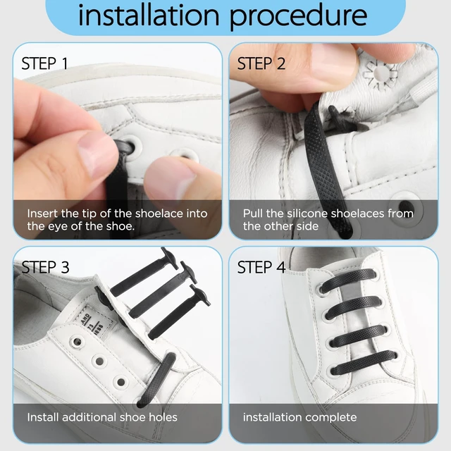 Alt view image 5 of 7 - 3 Pairs No Tie Shoelaces, Elastic Silicone Stretch Lazy Shoe Laces | No Tie Shoe Laces,Shoe Lace Replacement,Universal Compatibility,Quick Slip-On Convenience,Slip-On Shoelaces