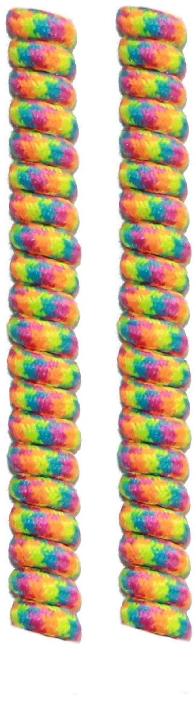 Main image of Curly (or Twister No-Tie) Shoelaces, 1 Pair, Rainbow, 6 inches
