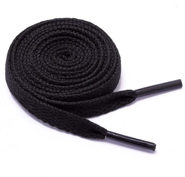 Main image of Flat Shoelace set of 2 pairs 29 colors 12 lengths Shoe Lace For Sneakers(Black)
