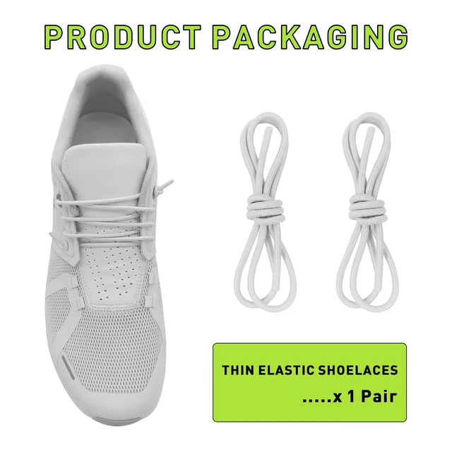 Alt view image 2 of 7 - Elastic Shoe Laces for On Cloud 5, 6 Replacement Strings White 24" | 1/10" (2.5mm), Stretchy Round Bungee Shoelaces with Silicone Head , No Tie Tieless Stretch Speed Laces for Sneakers