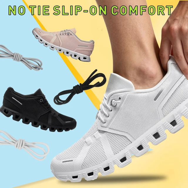 Alt view image 7 of 7 - Elastic Shoe Laces for On Cloud 5, 6 Replacement Strings White 24" | 1/10" (2.5mm), Stretchy Round Bungee Shoelaces with Silicone Head , No Tie Tieless Stretch Speed Laces for Sneakers
