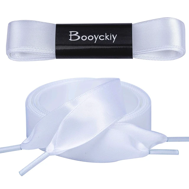 Alt view image 2 of 7 - Flat Colorful Satin Ribbon Shoelaces 3/4" Wide Shoe Laces for Women Girls, White 47inch (120) cm