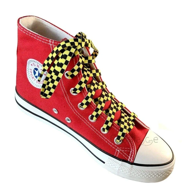 Alt view image 7 of 7 - Flat Checkered Shoe Laces, Plaid Sneaker Shoelaces 47 Inch Black | Two-color Polyster Checker Shoelacess, Colorful Checkerboard Prints, Colored Fashion Sneaker Laces, For Sport & Casual Shoes