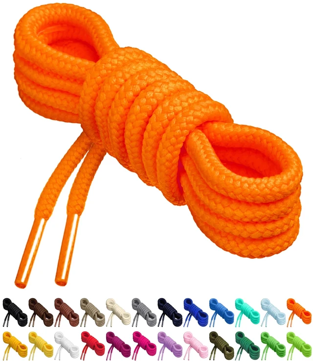 Main image of Round Shoelaces 27 Colors 3/16" Thick Shoe Laces 4 Different Lengths (56" (142cm) - XL, Neon Orange)