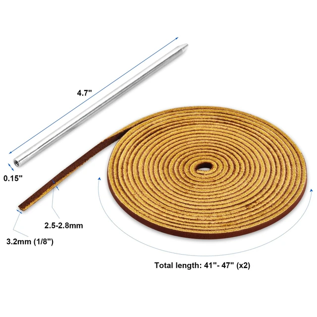 Alt view image 3 of 7 - Leather Boat Shoe Lacing Kit, 42" Leather Shoelace for Handsew Shoes | DK Chestnut1 Needle & 2 Strips, Width 3.2mm x Thickness 3.0mm x Length 42", Full Grain Cowhide Leather, Extremely Strong