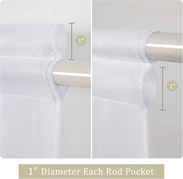 Alt view image 2 of 6 - White 54 W x 20 L French Door Short Sheer Curtains | Light Filtering Window Treatment Curtain for Glass Door, Tieback, 2 Panels, Set of 2
