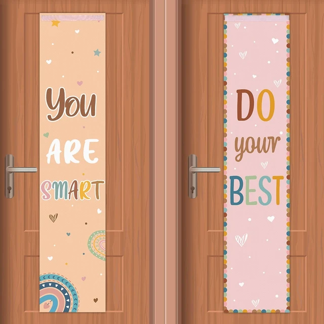 Main image of 2 Pcs Boho Inspirational Classroom Curtains for Door Window Cover Decor Motivational Classroom Blackout Door Window Lockdown for Office Kindergarten Primary Back to School Teachers