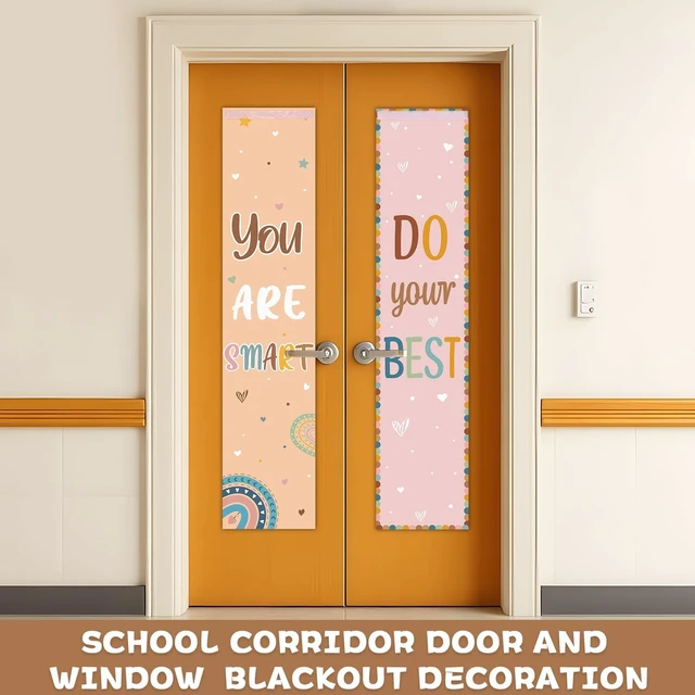 Alt view image 4 of 7 - 2 Pcs Boho Inspirational Classroom Curtains for Door Window Cover Decor Motivational Classroom Blackout Door Window Lockdown for Office Kindergarten Primary Back to School Teachers