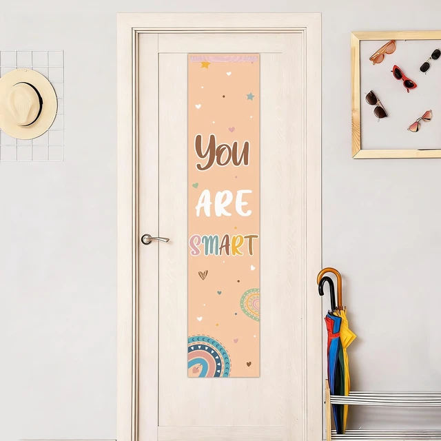 Alt view image 7 of 7 - 2 Pcs Boho Inspirational Classroom Curtains for Door Window Cover Decor Motivational Classroom Blackout Door Window Lockdown for Office Kindergarten Primary Back to School Teachers