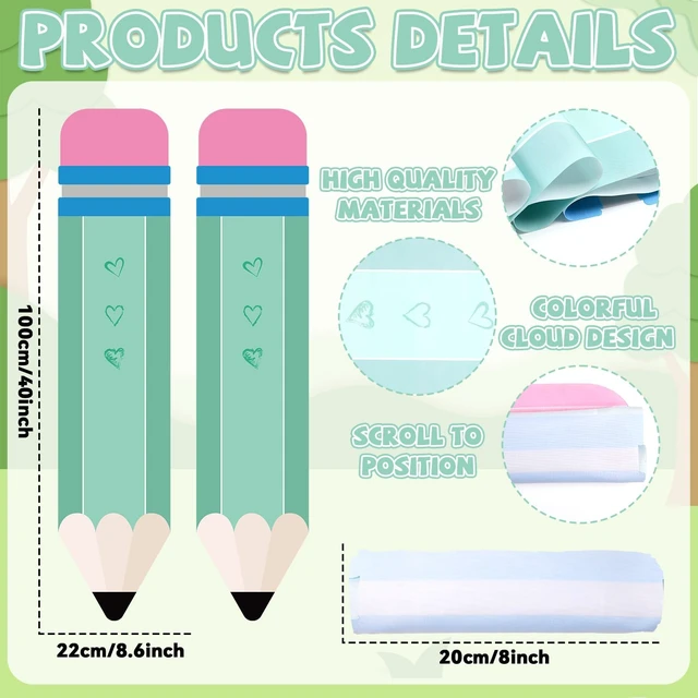 Alt view image 2 of 7 - 2 Pcs Pencil Classroom Curtains for Door Window Cover Decor Classroom Blackout Door Window Lockdown for Office Kindergarten Primary Back to School Teachers(Green)