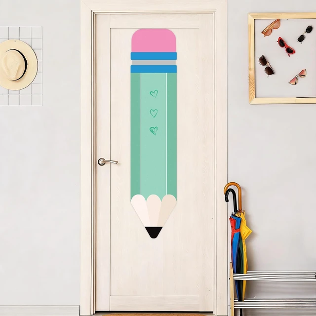 Alt view image 7 of 7 - 2 Pcs Pencil Classroom Curtains for Door Window Cover Decor Classroom Blackout Door Window Lockdown for Office Kindergarten Primary Back to School Teachers(Green)