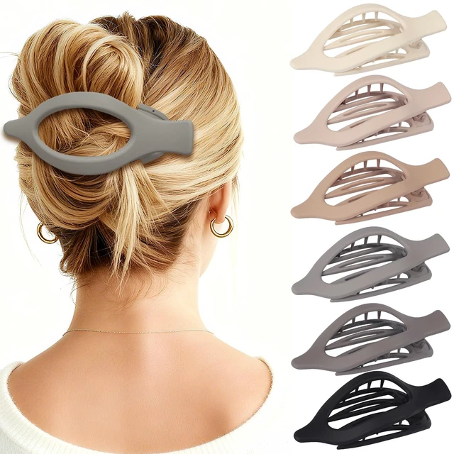 Main image of Clip 6 pcs Claw Clips Hair Accessories for Women -Brown Grey | Matte Flat Hair Clips, 4.2 Inch Strong Hold Non-Slip Claw Clips, Neutral Hair Accessories, Thick Hair & Thin Hair
