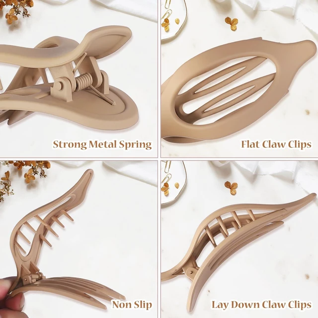 Alt view image 4 of 7 - Clip 6 pcs Claw Clips Hair Accessories for Women -Brown Grey | Matte Flat Hair Clips, 4.2 Inch Strong Hold Non-Slip Claw Clips, Neutral Hair Accessories, Thick Hair & Thin Hair