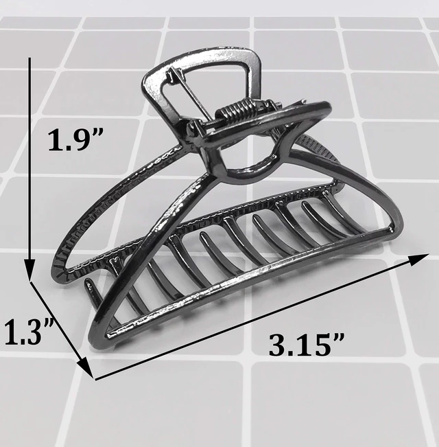 Alt view image 2 of 7 - Hair Clips, Metal Hair Claw Barrette Clamp Jaw for Women (2, Black+ Silver)