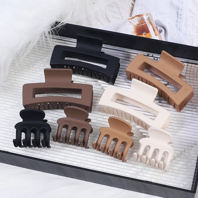 Alt view image 5 of 7 - 8 Pcs Hair Claw Clips for Women & Girls 2 Styles Hair Accessories | Durable & Sturdy Plastic Clips for Thick & Curly Hair, Strong Hold & Non-Slip, Stylish Gifts for Ladies(Brown)