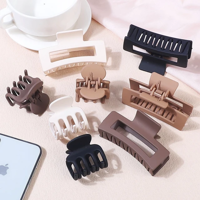 Alt view image 3 of 7 - 8 Pcs Hair Claw Clips for Women & Girls 2 Styles Hair Accessories | Durable & Sturdy Plastic Clips for Thick & Curly Hair, Strong Hold & Non-Slip, Stylish Gifts for Ladies(Brown)