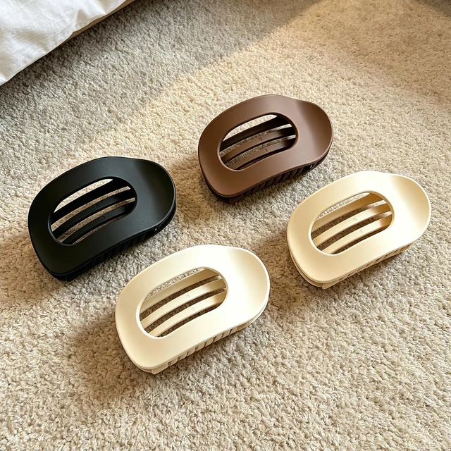 Alt view image 3 of 6 - 4 Pack Flat Hair Clips for Women Matte Oval French Claw Clips, 3.8 Inch Non Slip Strong Hold for Thick & Thin Hair, Lay Flat Design for Work Yoga Daily Styling
