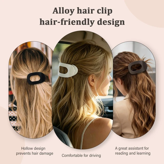 Alt view image 4 of 6 - 4 Pack Flat Hair Clips for Women Matte Oval French Claw Clips, 3.8 Inch Non Slip Strong Hold for Thick & Thin Hair, Lay Flat Design for Work Yoga Daily Styling