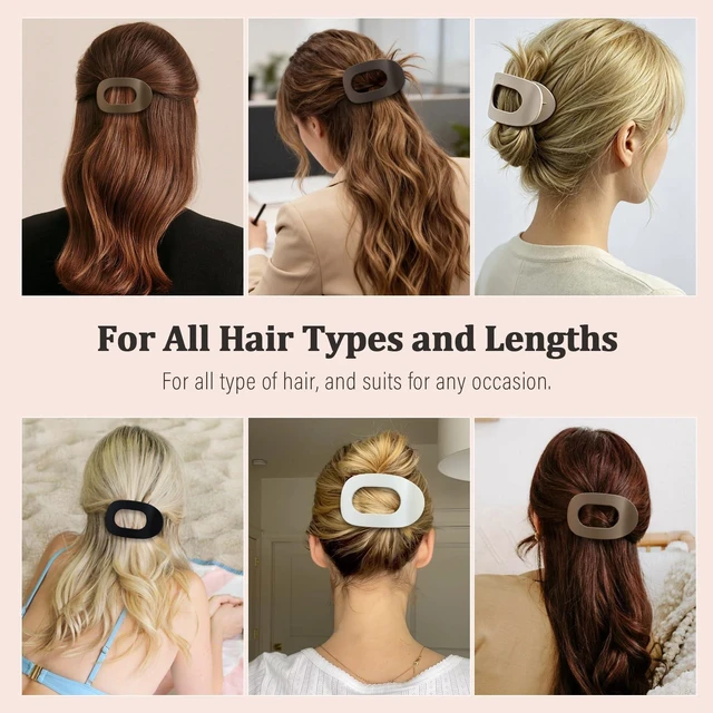 Alt view image 5 of 6 - 4 Pack Flat Hair Clips for Women Matte Oval French Claw Clips, 3.8 Inch Non Slip Strong Hold for Thick & Thin Hair, Lay Flat Design for Work Yoga Daily Styling