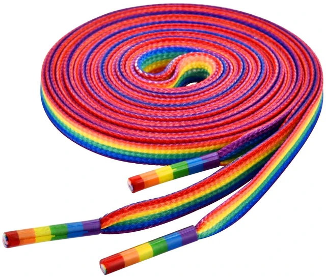 Main image of Rainbow Striped Shoe Laces - Rainbow Pride Shoelaces Gay Pride LGBTQ for Parades - Recycled Plastic Materials Brightly Colored Laces for Shoes & Sneakers and Cavans 55"