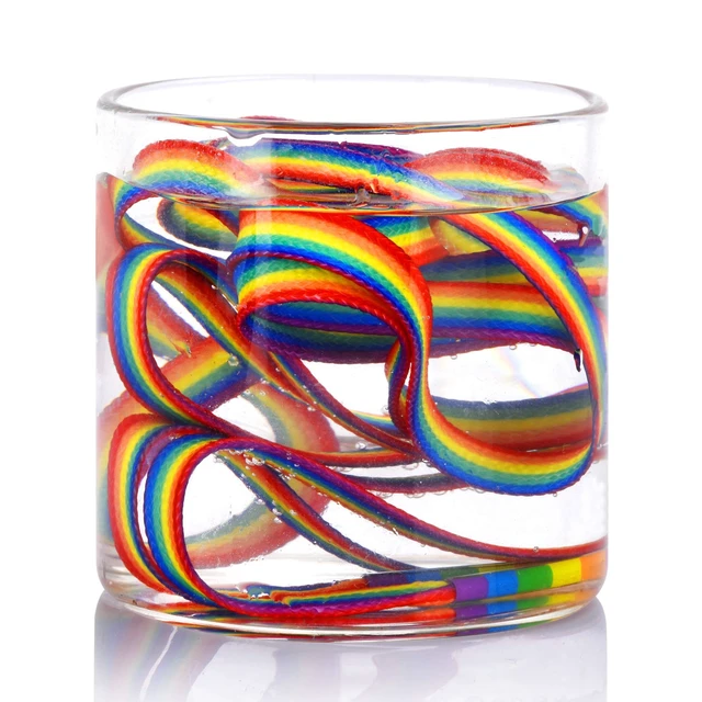 Alt view image 3 of 7 - Rainbow Striped Shoe Laces - Rainbow Pride Shoelaces Gay Pride LGBTQ for Parades - Recycled Plastic Materials Brightly Colored Laces for Shoes & Sneakers and Cavans 55"