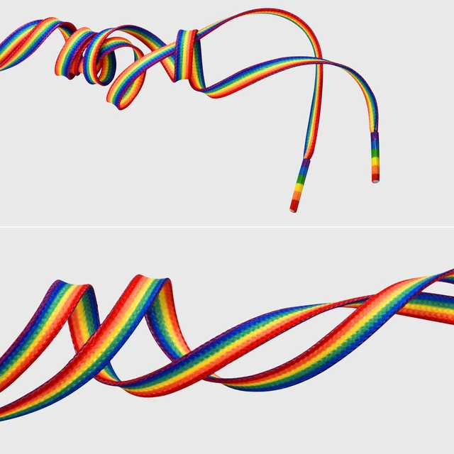 Alt view image 4 of 7 - Rainbow Striped Shoe Laces - Rainbow Pride Shoelaces Gay Pride LGBTQ for Parades - Recycled Plastic Materials Brightly Colored Laces for Shoes & Sneakers and Cavans 55"
