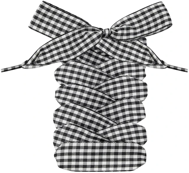 Main image of Gingham Shoe Laces Plaid Shoelaces Strings | 2.5CM Checkered Flat Laces | Material: Polyester | Color:Black, Size:55 Inch