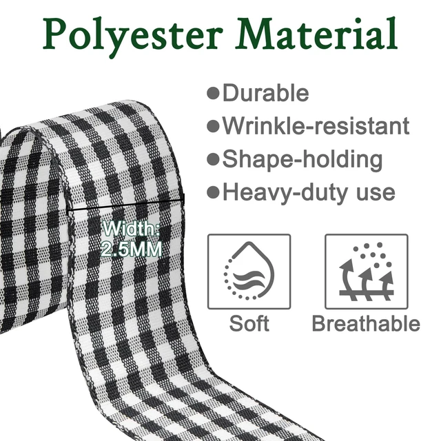 Alt view image 4 of 6 - Gingham Shoe Laces Plaid Shoelaces Strings | 2.5CM Checkered Flat Laces | Material: Polyester | Color:Black, Size:55 Inch