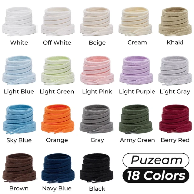 Alt view image 5 of 7 - 2 Pairs Flat Cotton Shoe Laces, 5/16" Shoelaces-White 114 | Sturdy and stay tied all day,double layer cross weaven replacement strings. 18 colors, 7 lengths for sneakers, athletic shoes