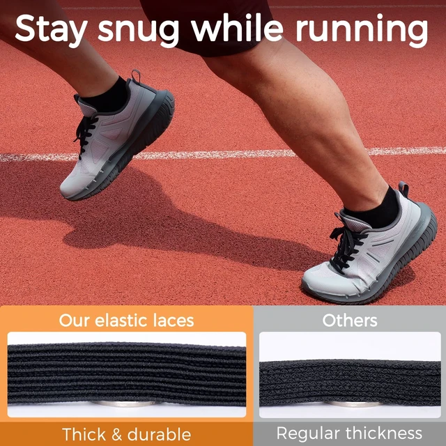 Alt view image 3 of 7 - Flat Elastic Shoe Laces for Converse High Tops (Black, 54in) | 5/16" Wide, Firm Stretch, High Elasticity Shoelaces Replacement