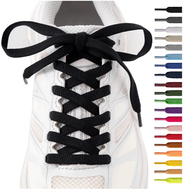 Main image of Flat Shoe Laces for Sneakers Elastic Shoe Laces Athletic Shoelaces Black