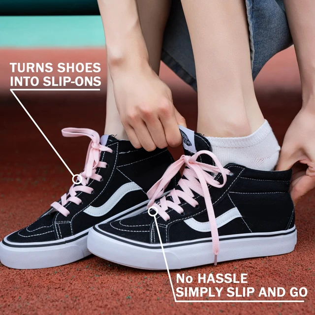 Alt view image 2 of 6 - Flat Shoe Laces for Sneakers Elastic Shoe Laces Athletic Shoelaces Black