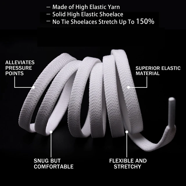 Alt view image 4 of 6 - Flat Shoe Laces for Sneakers Elastic Shoe Laces Athletic Shoelaces Black