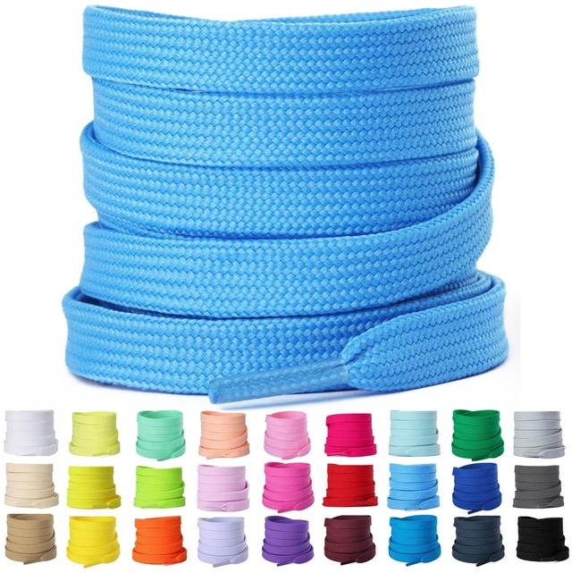 Main image of 2 Pairs Flat Shoe Laces for Sneakers, 5/16'' Athletic Shoelaces 24"-63" in 15 Colors, Blue 36 inch(90cm)