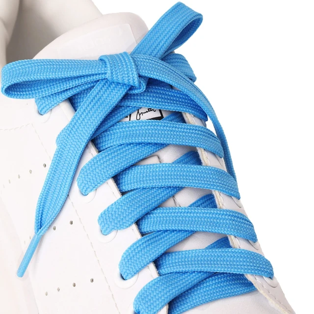 Alt view image 2 of 7 - 2 Pairs Flat Shoe Laces for Sneakers, 5/16'' Athletic Shoelaces 24"-63" in 15 Colors, Blue 36 inch(90cm)