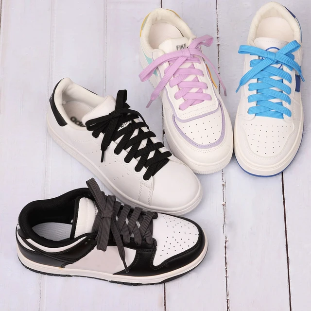 Alt view image 4 of 7 - 2 Pairs Flat Shoe Laces for Sneakers, 5/16'' Athletic Shoelaces 24"-63" in 15 Colors, Blue 36 inch(90cm)