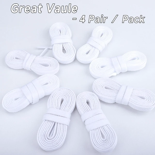 Alt view image 4 of 7 - Shoe Laces for Sneakers, 4 Pairs Flat Shoelaces, 51 Inch White | Refresh Worn Sneakers, Strong Braided Polyester, 4 Pairs Value Pack, Multiple Lengths & Colors Available