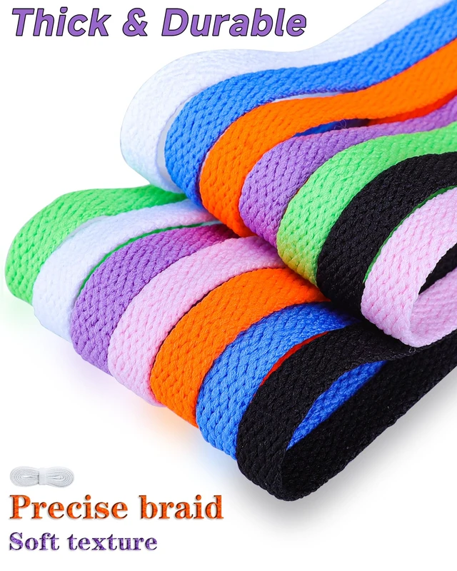 Alt view image 2 of 7 - Shoe Laces for Sneakers, 4 Pairs Flat Shoelaces, 51 Inch White | Refresh Worn Sneakers, Strong Braided Polyester, 4 Pairs Value Pack, Multiple Lengths & Colors Available