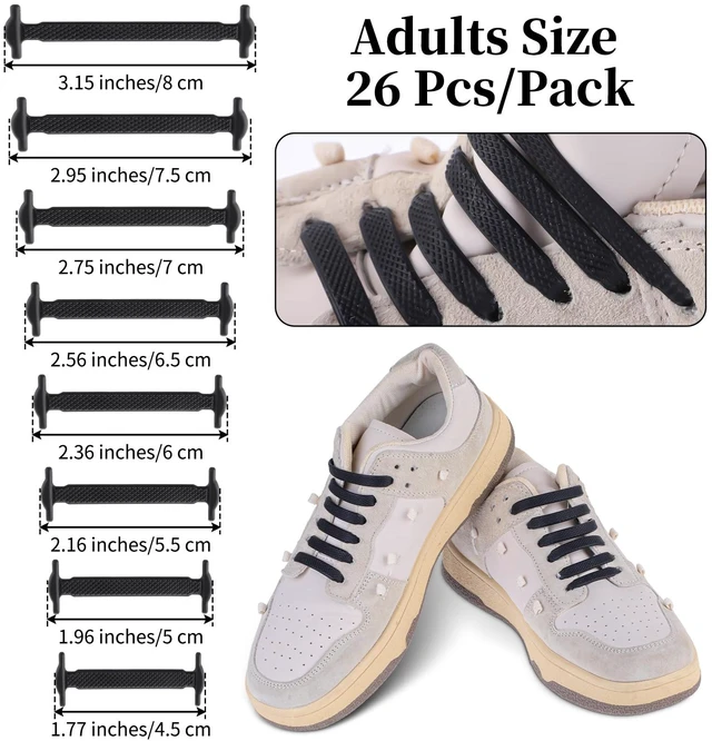 Alt view image 2 of 7 - No Tie Shoe Laces Stretchy Silicone Elastic Lazy Shoelaces Rubber Flat Shoe Ties One Size Fits All Kids Adults Sports Sneakers (Black)