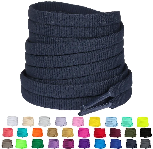 Main image of 2 Pairs Flat Shoe Laces for Sneakers, 1/4" Replacement Shoelaces for Athletic/Running Shoes Shoe Strings, Navy Blue, 43 inch(110cm)