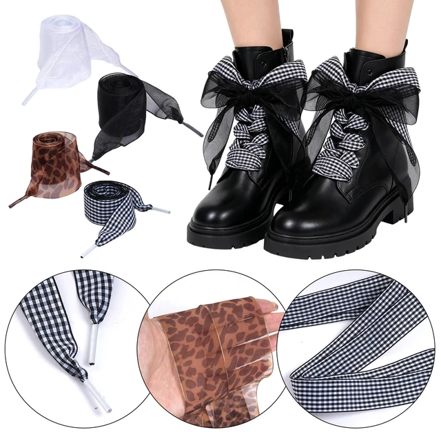 Alt view image 3 of 7 - 4 Pairs Shoe Laces for Sneakers,Satin Ribbon Shoe Laces for Women,Fashion Leopard Print Shoelaces for Girls Canvas Casual Shoes 47 In