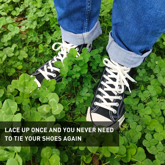 Alt view image 3 of 7 - 2 Pairs 5/16" Flat Elastic Shoe Lace, Stretch Shoelaces White, 54" | 8mm Stretchy Shoe Strings Replacement for High Top, Low Top Sneakers, Tie Once, Slip On Convenience, Easy Slip-on Fit