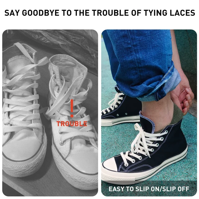 Alt view image 4 of 7 - 2 Pairs 5/16" Flat Elastic Shoe Lace, Stretch Shoelaces White, 54" | 8mm Stretchy Shoe Strings Replacement for High Top, Low Top Sneakers, Tie Once, Slip On Convenience, Easy Slip-on Fit