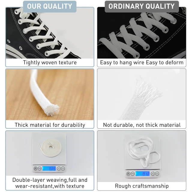 Alt view image 7 of 7 - 2 Pairs 5/16" Flat Elastic Shoe Lace, Stretch Shoelaces White, 54" | 8mm Stretchy Shoe Strings Replacement for High Top, Low Top Sneakers, Tie Once, Slip On Convenience, Easy Slip-on Fit