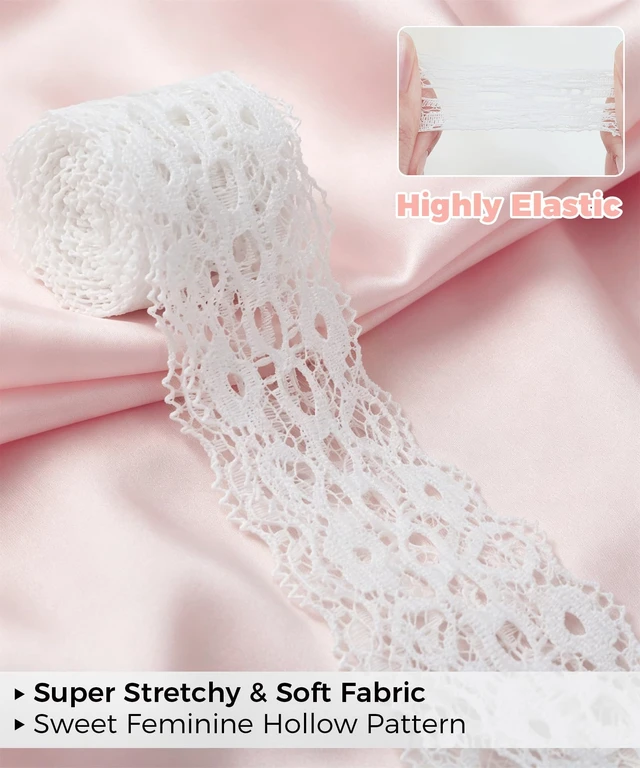 Alt view image 2 of 7 - Flat Lace Shoe Laces, 3CM Balletcore Lace Shoelaces White 100 | 1.18 inch Ribbon Elasticity Lacy Shoelace for Women Girls Sneakers, Fancy Soft Stretchy Decorative shoe strings, 10 colors