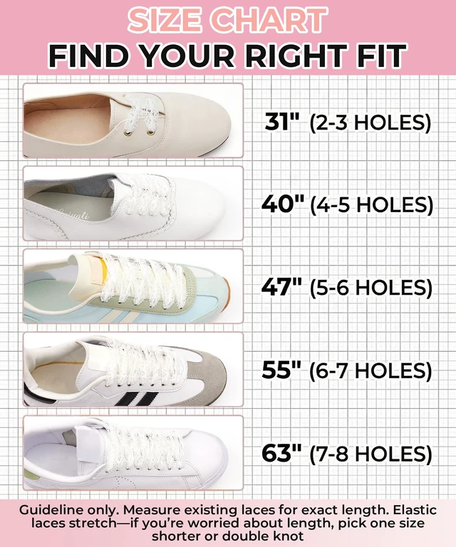 Alt view image 6 of 7 - Flat Lace Shoe Laces, 3CM Balletcore Lace Shoelaces White 100 | 1.18 inch Ribbon Elasticity Lacy Shoelace for Women Girls Sneakers, Fancy Soft Stretchy Decorative shoe strings, 10 colors
