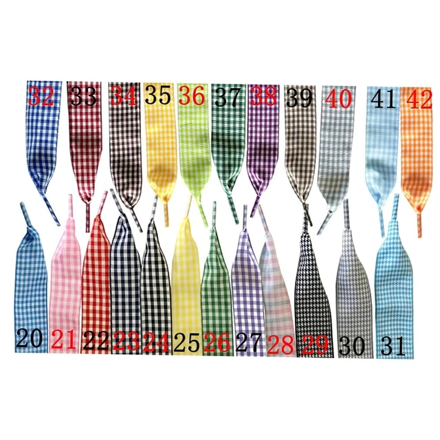 Alt view image 4 of 7 - Flat Checkered Shoelaces, Gingham Ribbon Shoe Laces No.24, 47" | Flat Plaid Shoe Laces for Women Sneakers, 1 Inch Wide, Non-Stretch Nylon, Replacement for Canvas Boots, Gift Decorative Strap