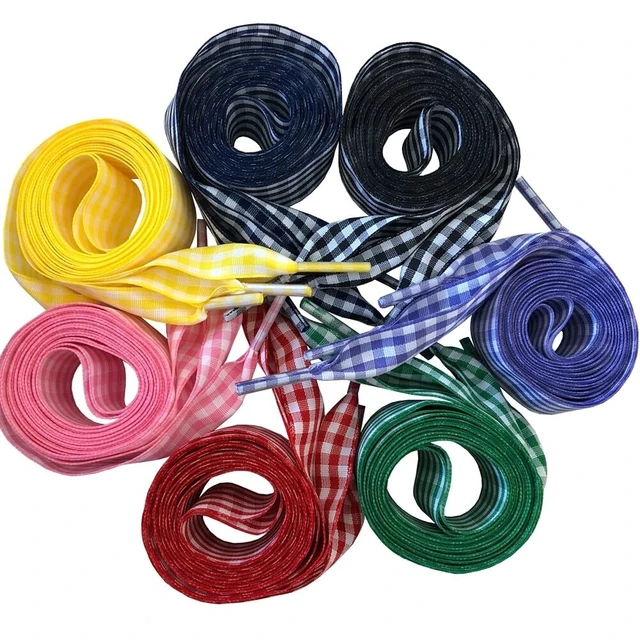 Alt view image 5 of 7 - Flat Checkered Shoelaces, Gingham Ribbon Shoe Laces No.24, 47" | Flat Plaid Shoe Laces for Women Sneakers, 1 Inch Wide, Non-Stretch Nylon, Replacement for Canvas Boots, Gift Decorative Strap
